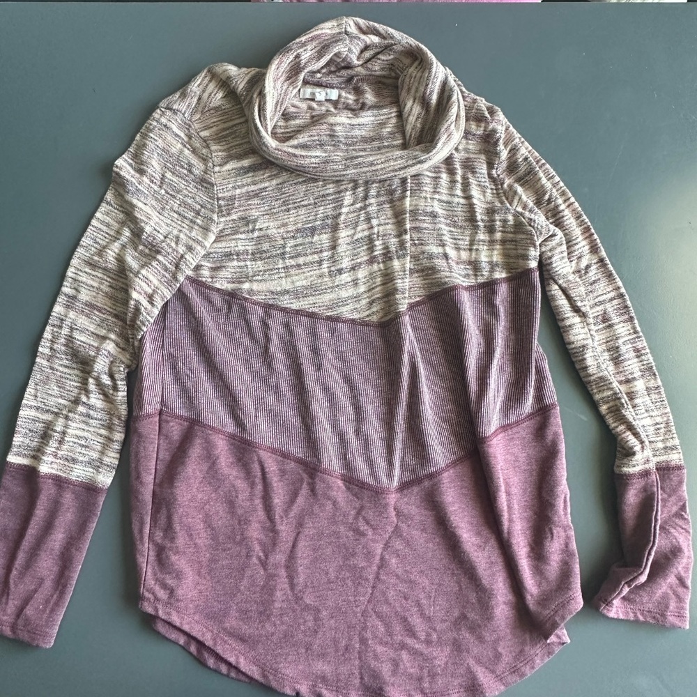 Purple/multi color mock neck sweater
